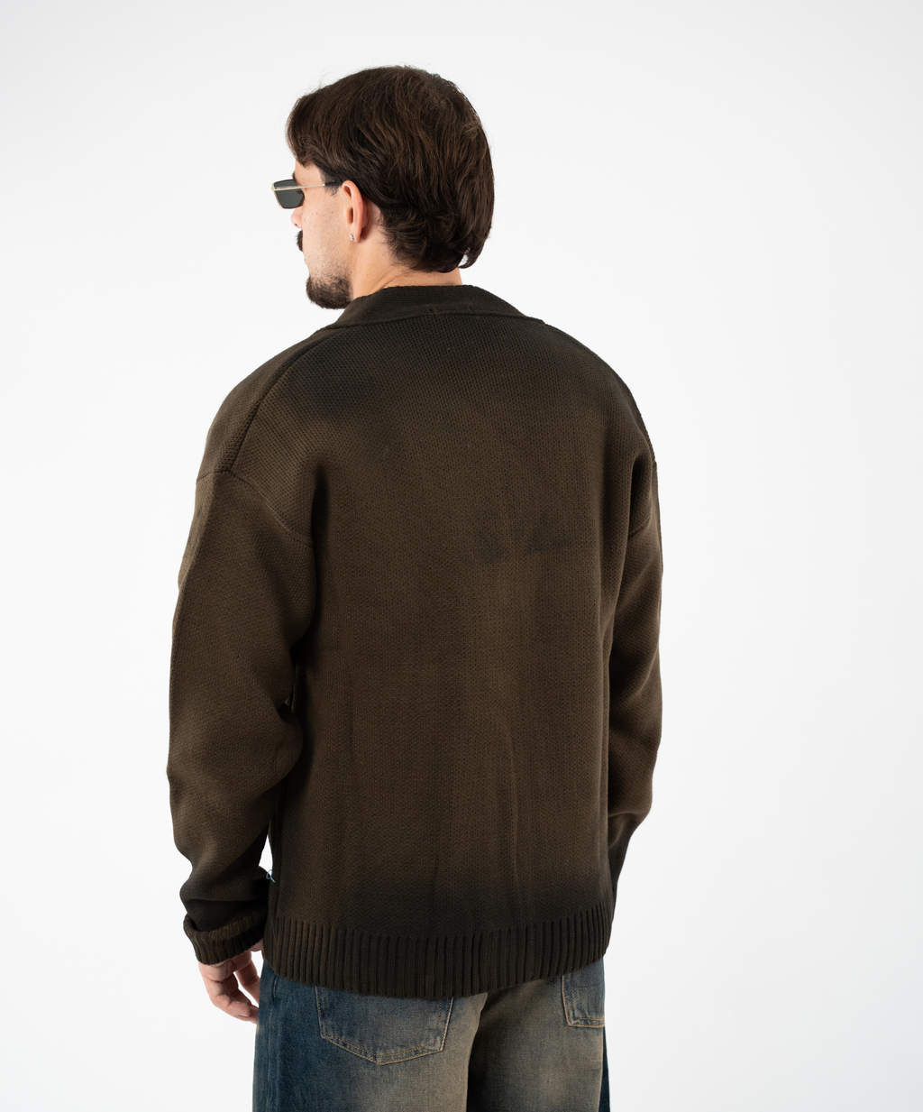 Cardigan Felpato Washed Brown
