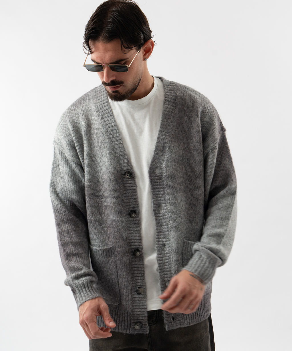 Cardigan in lana con con bottoni wished gray