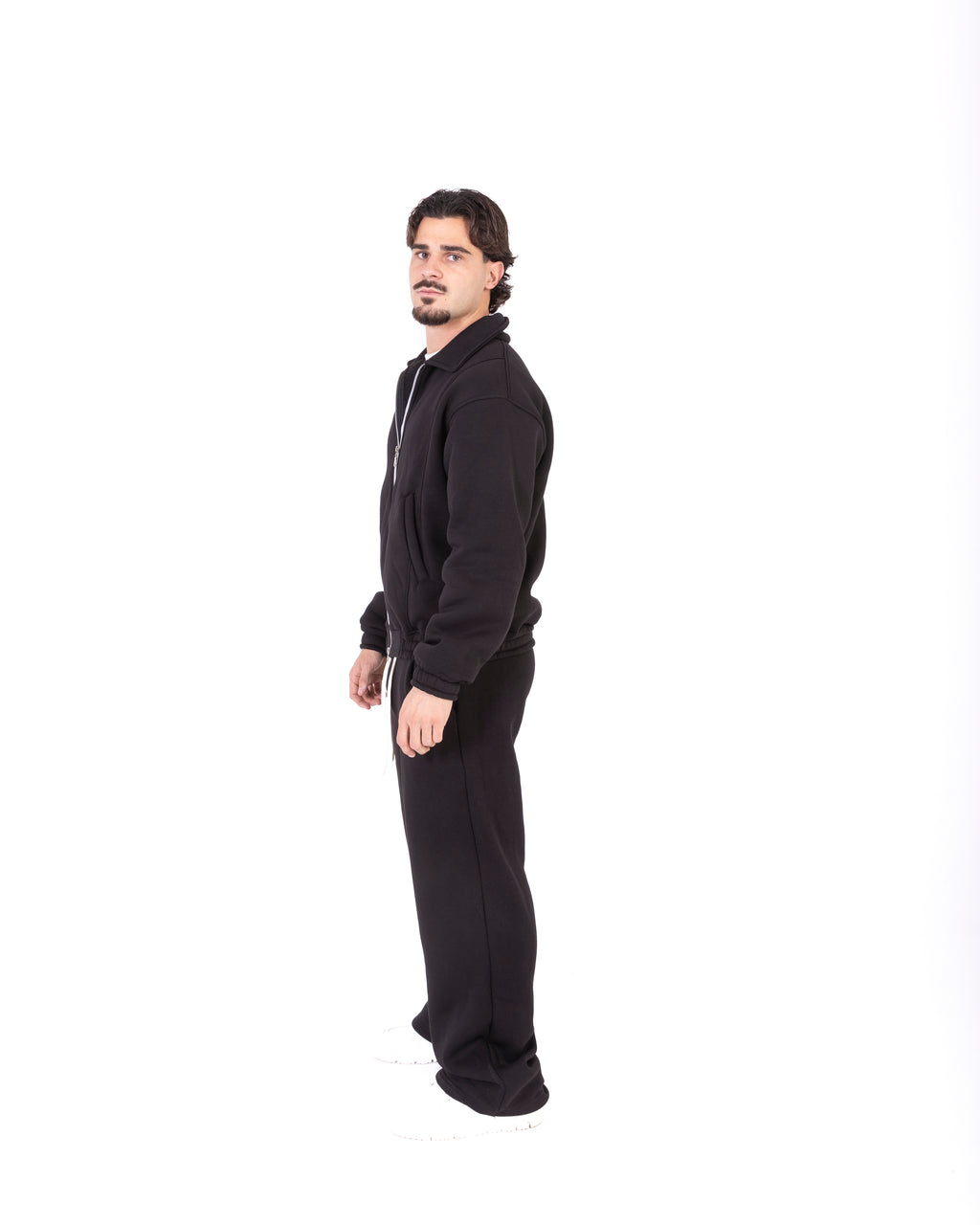 Coordinato di tuta nero con zip Manhattan