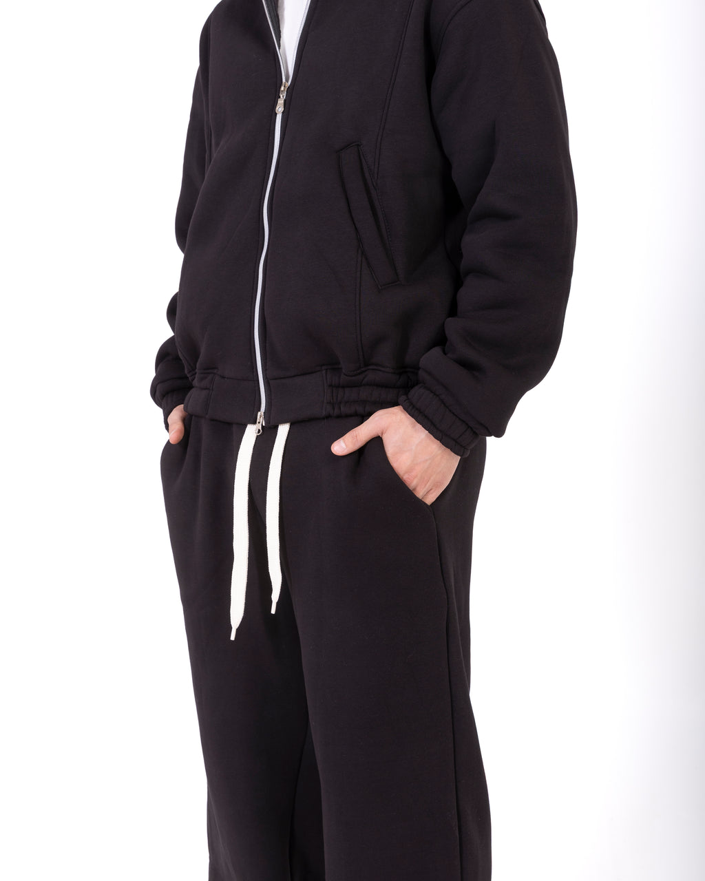 Coordinato di tuta nero con zip Manhattan