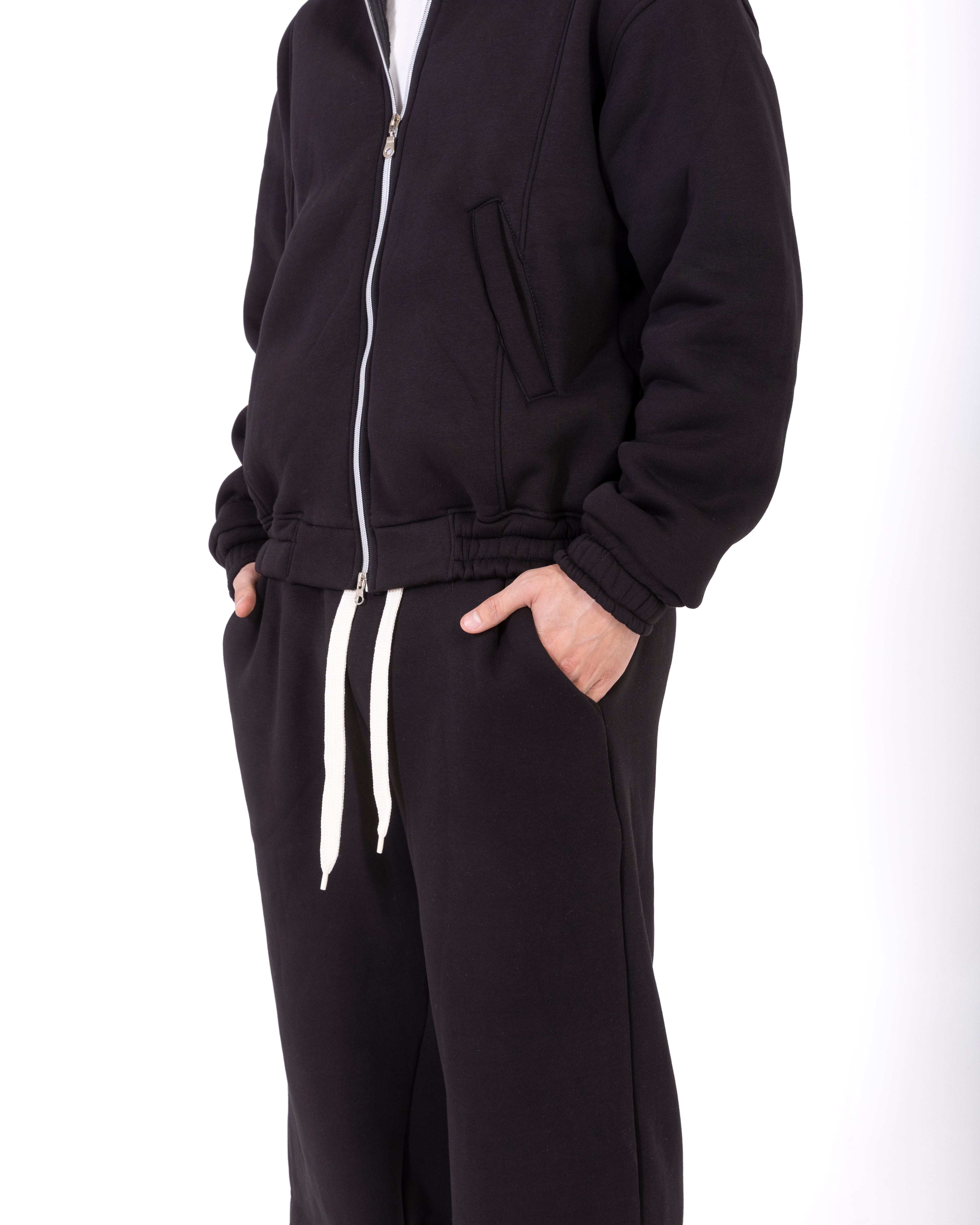 Coordinato di tuta nero con zip Manhattan