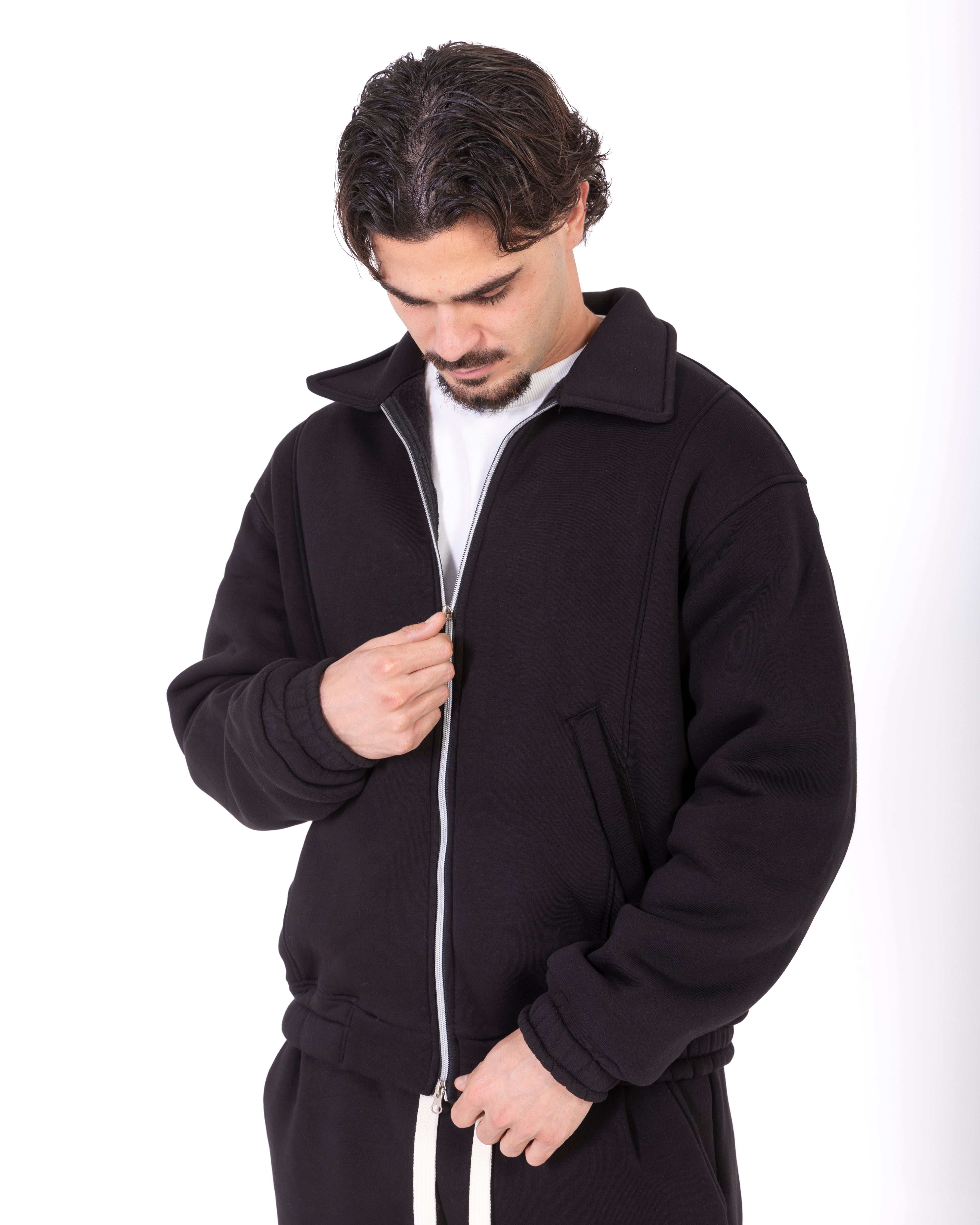 Coordinato di tuta nero con zip Manhattan