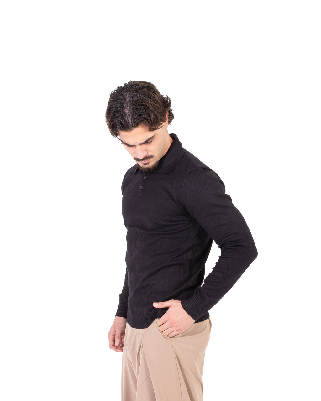 Polo in filo manica lunga BK