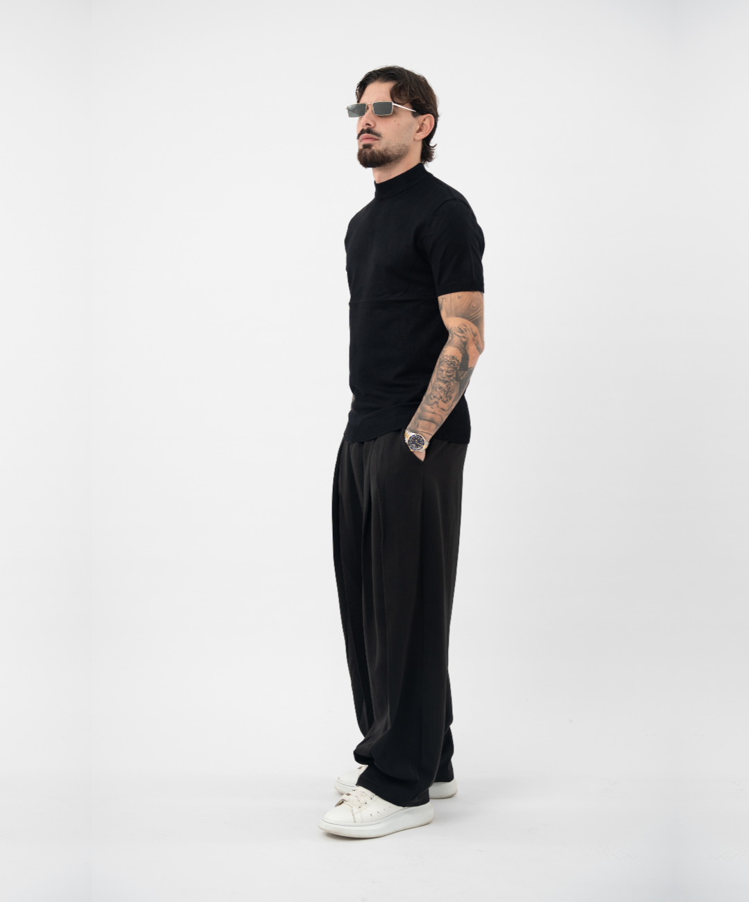 Maglia in filo mezzo collo black