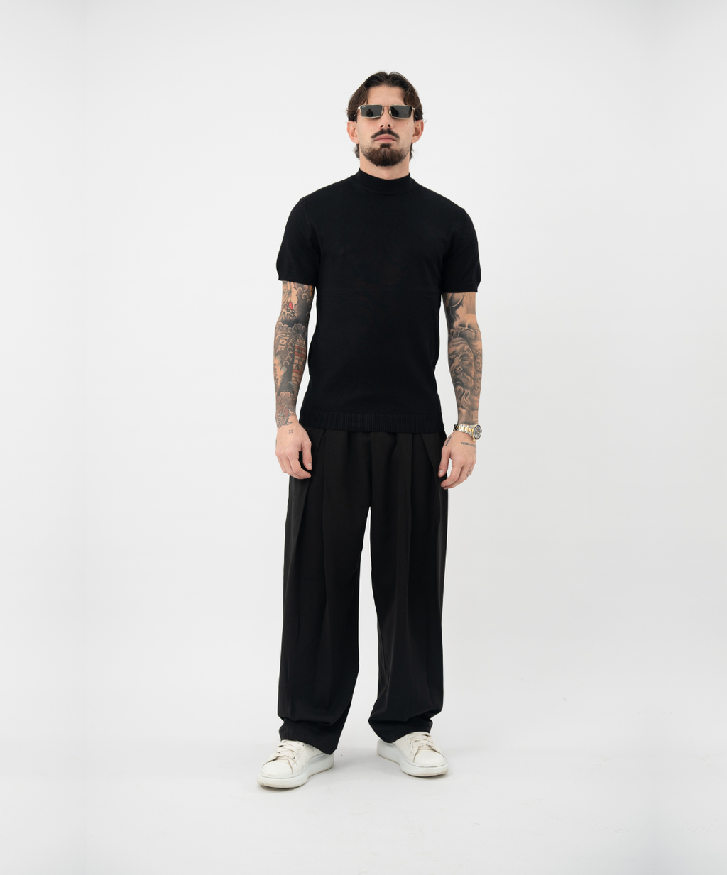 Maglia in filo mezzo collo black