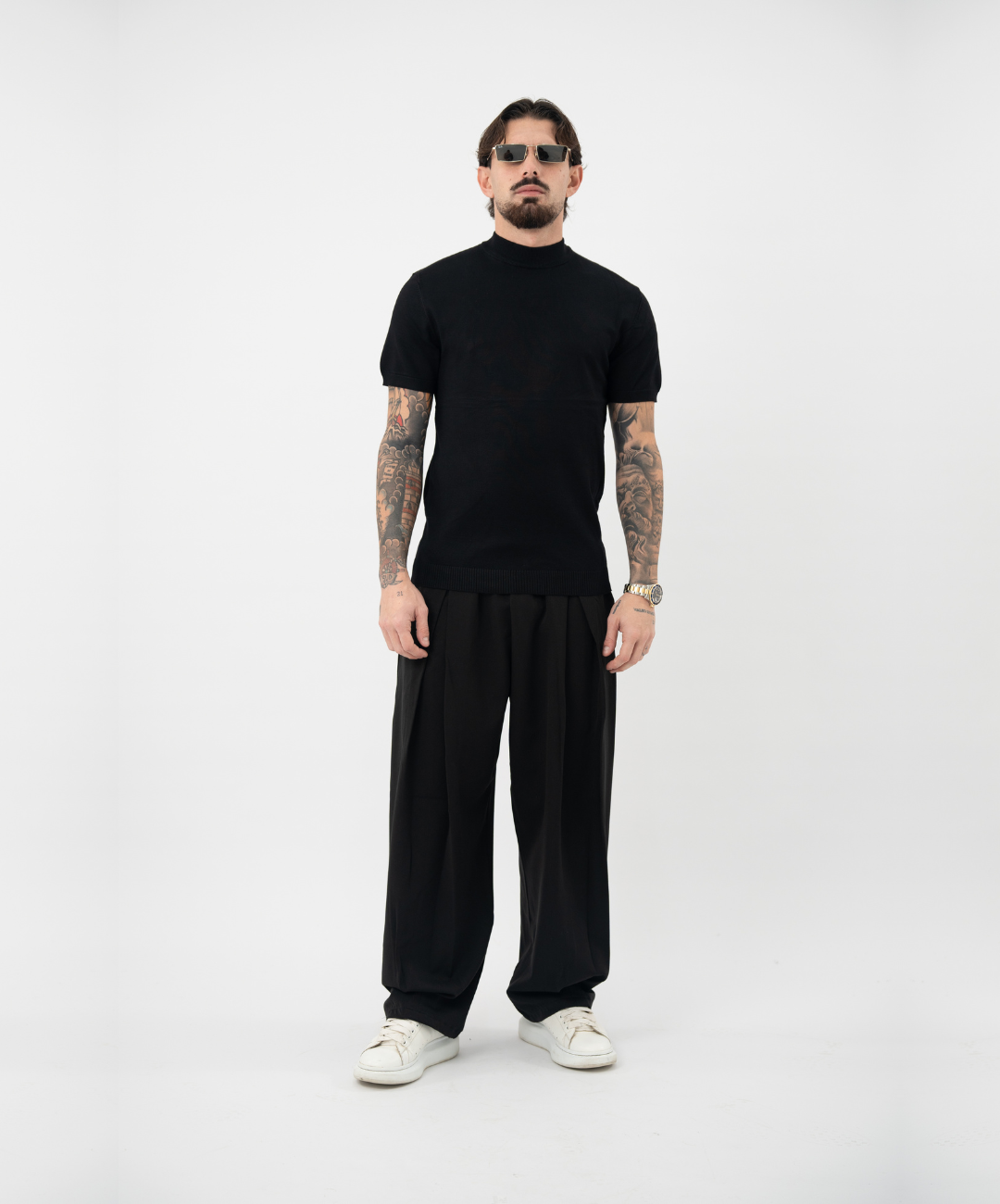 Maglia in filo mezzo collo black