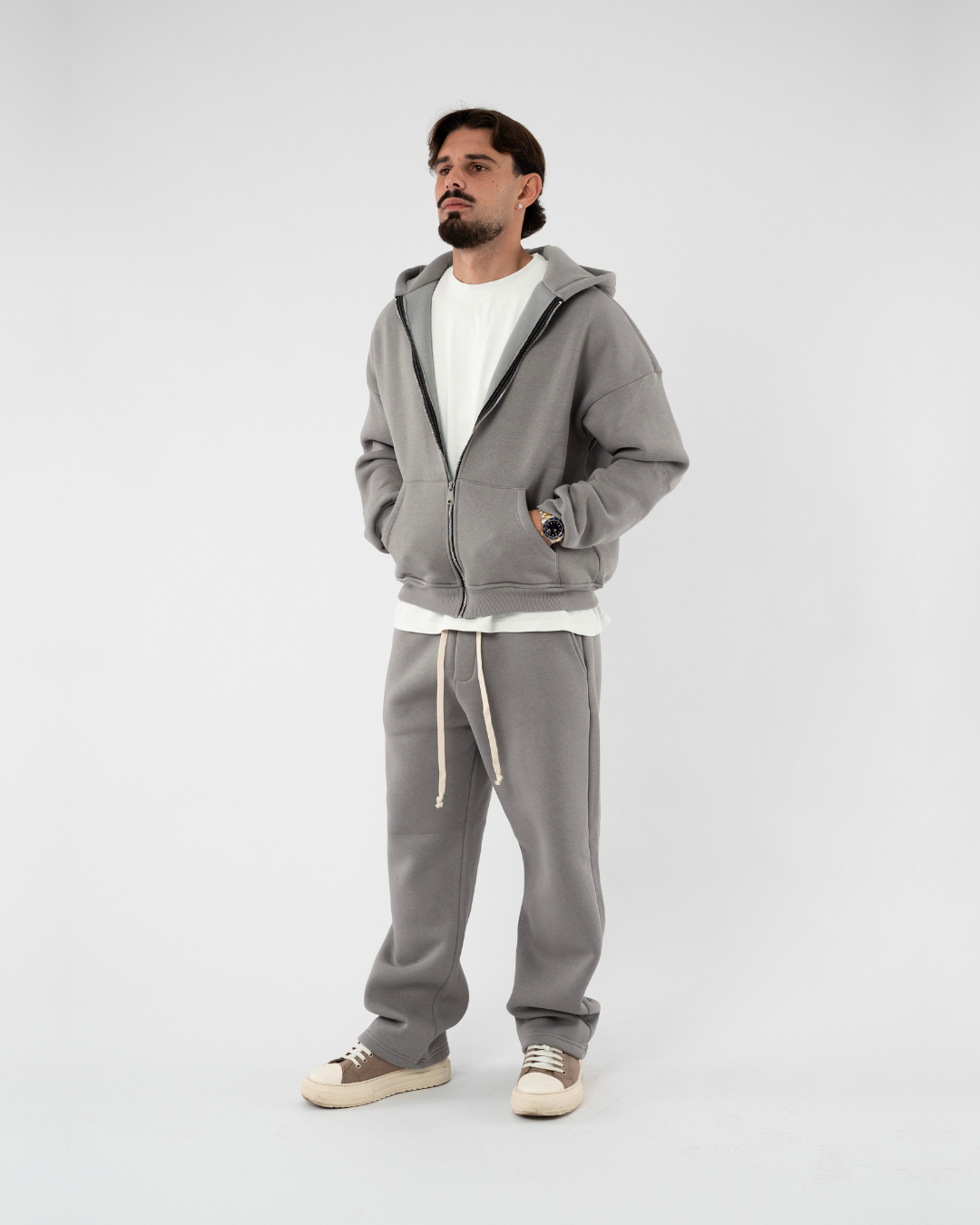 Coordinato di tuta con zip dust gray