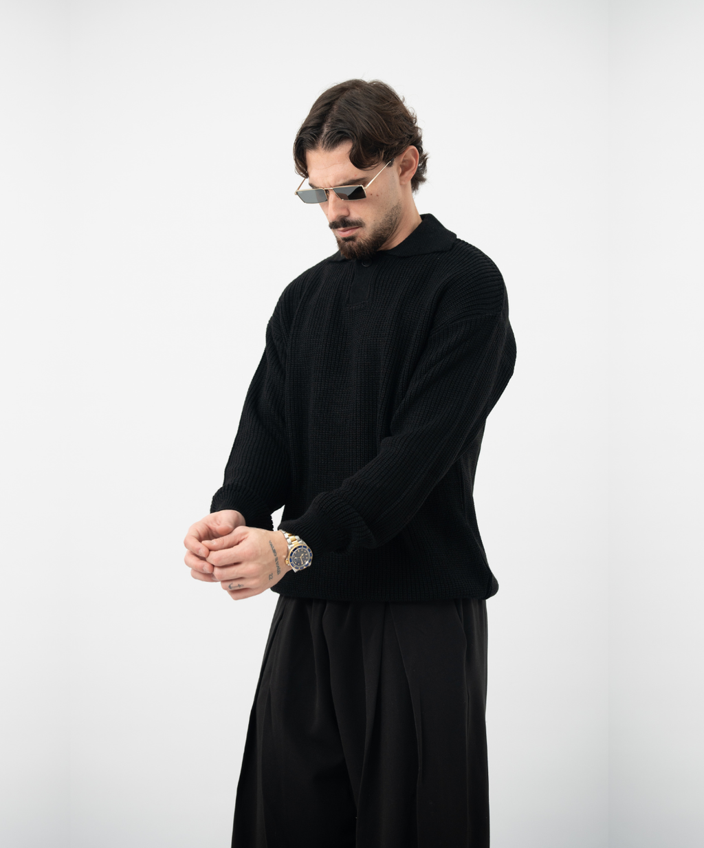 Polo manica lunga black