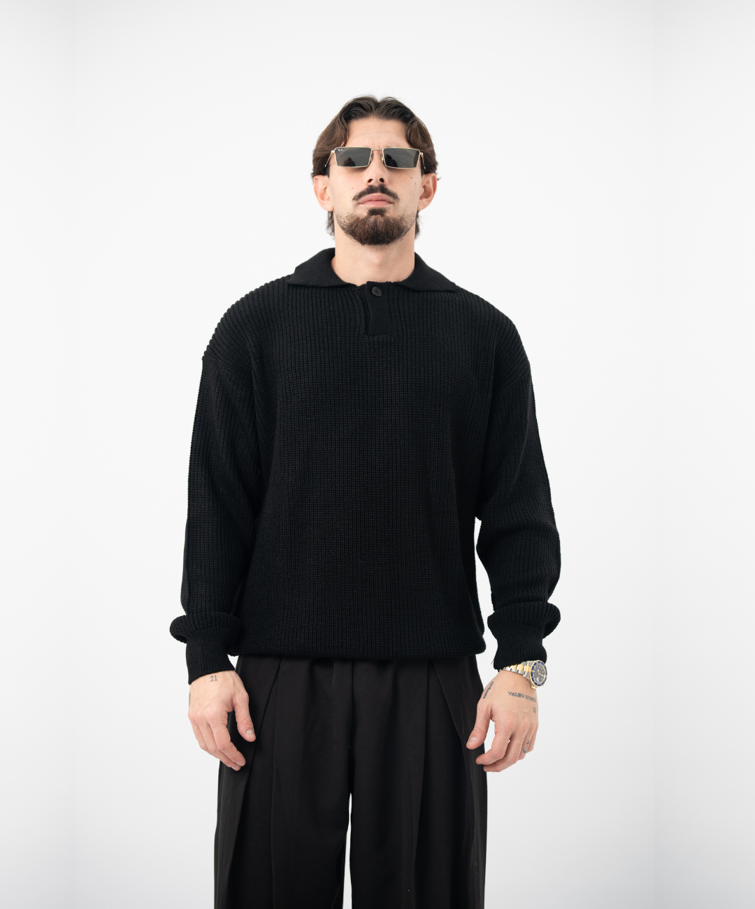 Polo manica lunga black